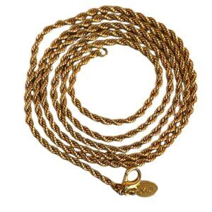 Vintage KJL Kenneth Jay Lane Woven Gold Rope 34" Chain Necklace